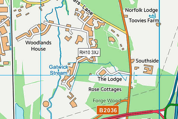 RH10 3XJ map - OS VectorMap District (Ordnance Survey)