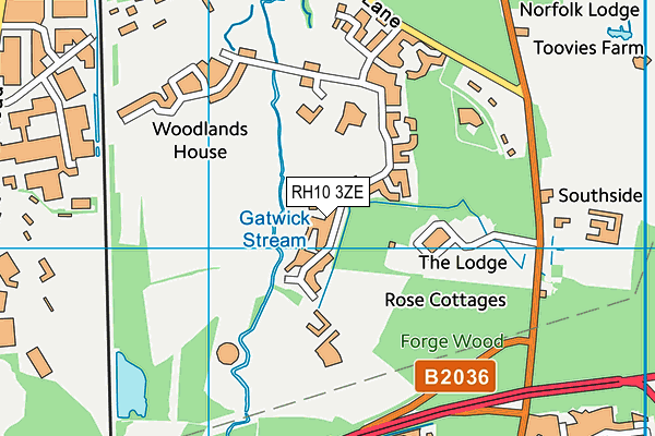 RH10 3ZE map - OS VectorMap District (Ordnance Survey)