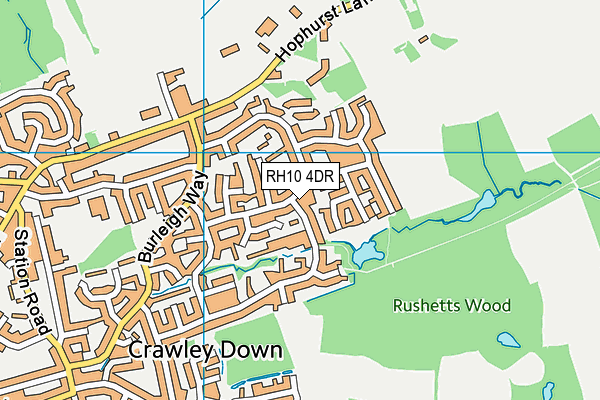 RH10 4DR map - OS VectorMap District (Ordnance Survey)