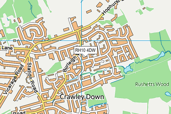 RH10 4DW map - OS VectorMap District (Ordnance Survey)