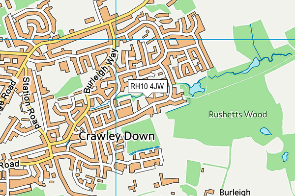 RH10 4JW map - OS VectorMap District (Ordnance Survey)