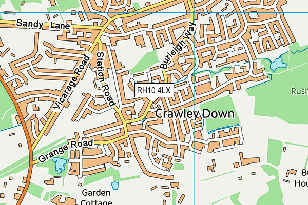 RH10 4LX map - OS VectorMap District (Ordnance Survey)