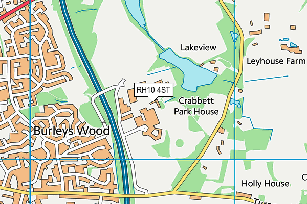 RH10 4ST map - OS VectorMap District (Ordnance Survey)