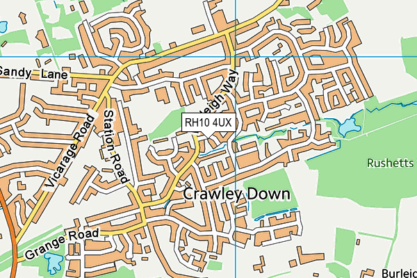 RH10 4UX map - OS VectorMap District (Ordnance Survey)