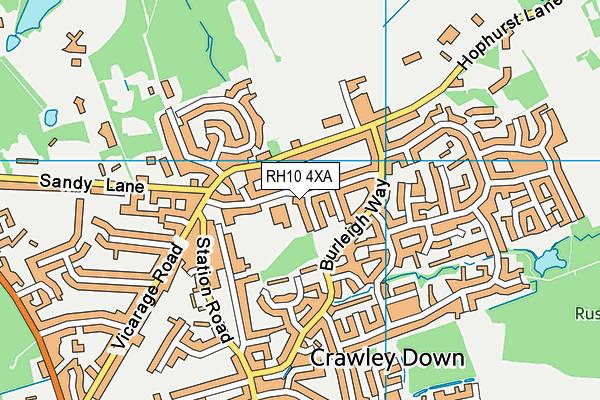 Crawley Down Village CofE map (RH10 4XA) - OS VectorMap District (Ordnance Survey)