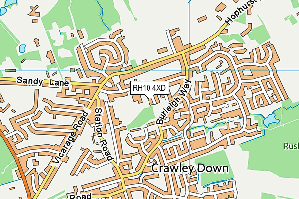 RH10 4XD map - OS VectorMap District (Ordnance Survey)