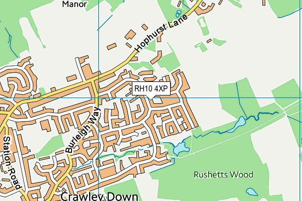 RH10 4XP map - OS VectorMap District (Ordnance Survey)