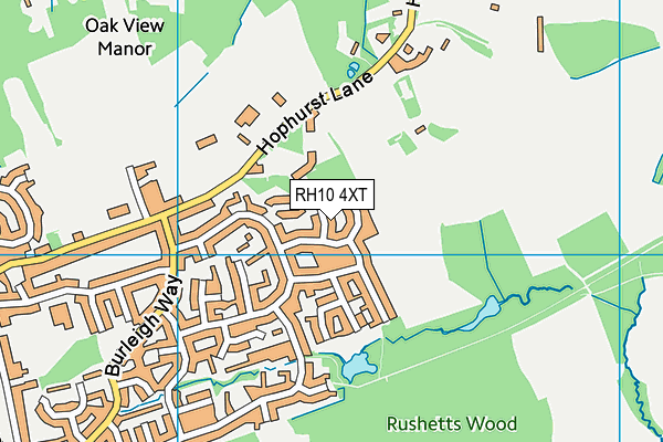 RH10 4XT map - OS VectorMap District (Ordnance Survey)