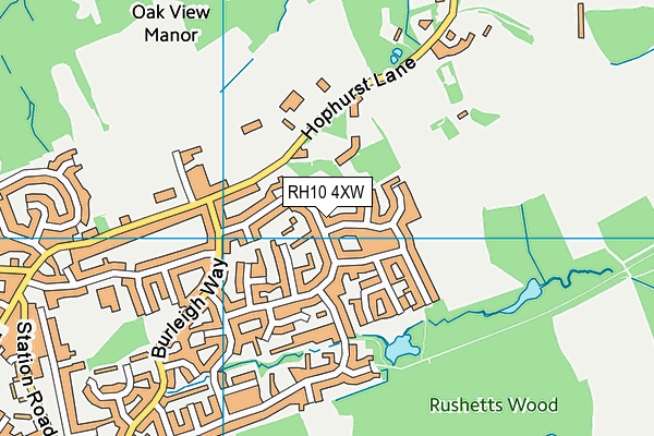 RH10 4XW map - OS VectorMap District (Ordnance Survey)