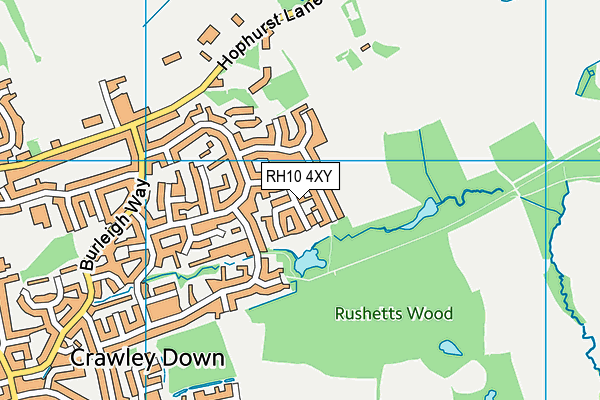 RH10 4XY map - OS VectorMap District (Ordnance Survey)