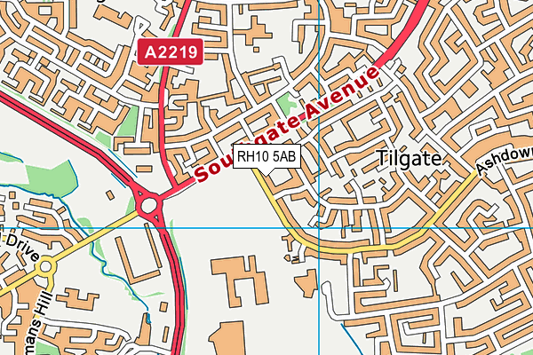 RH10 5AB map - OS VectorMap District (Ordnance Survey)