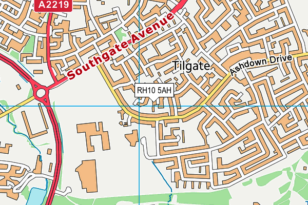 RH10 5AH map - OS VectorMap District (Ordnance Survey)