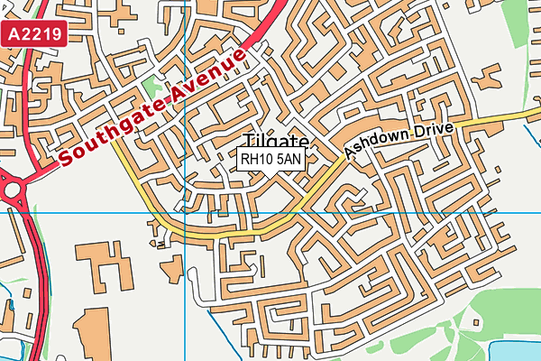 RH10 5AN map - OS VectorMap District (Ordnance Survey)