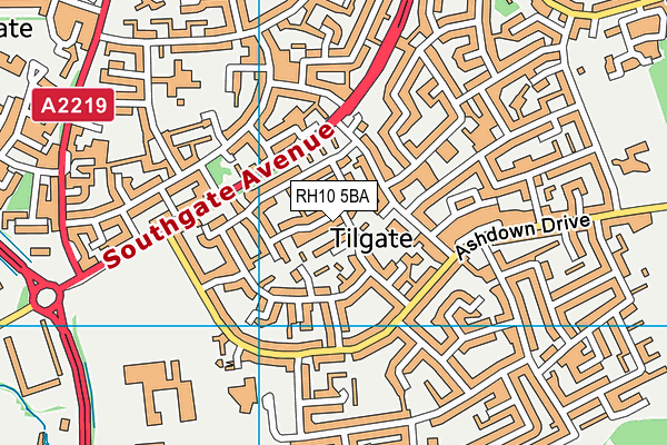 RH10 5BA map - OS VectorMap District (Ordnance Survey)
