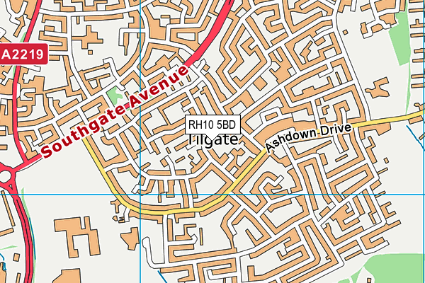 RH10 5BD map - OS VectorMap District (Ordnance Survey)