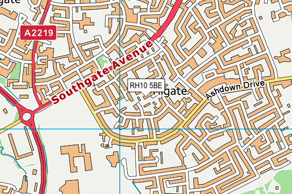 RH10 5BE map - OS VectorMap District (Ordnance Survey)