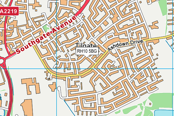 RH10 5BG map - OS VectorMap District (Ordnance Survey)