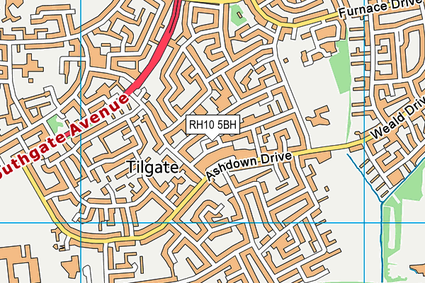 RH10 5BH map - OS VectorMap District (Ordnance Survey)