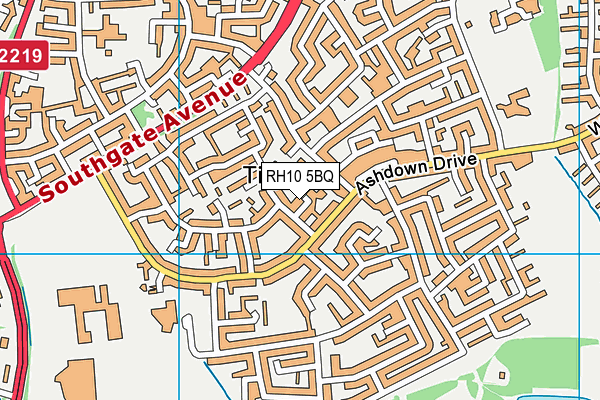 RH10 5BQ map - OS VectorMap District (Ordnance Survey)