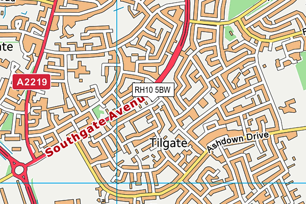 RH10 5BW map - OS VectorMap District (Ordnance Survey)
