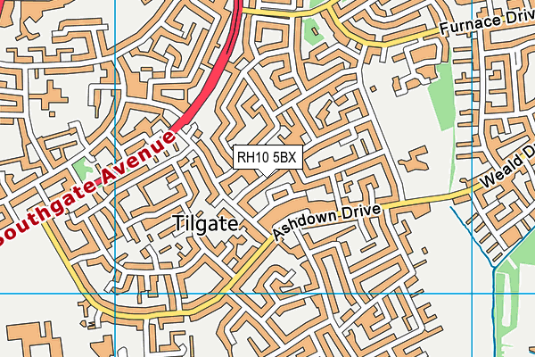 RH10 5BX map - OS VectorMap District (Ordnance Survey)