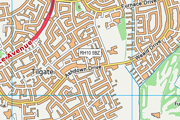 RH10 5BZ map - OS VectorMap District (Ordnance Survey)