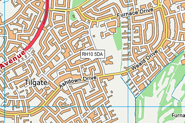 RH10 5DA map - OS VectorMap District (Ordnance Survey)