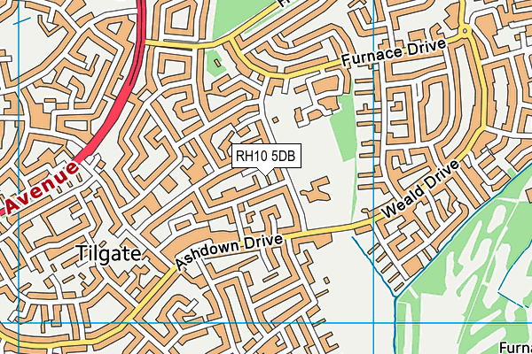 RH10 5DB map - OS VectorMap District (Ordnance Survey)