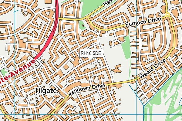 RH10 5DE map - OS VectorMap District (Ordnance Survey)