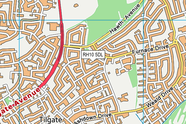 RH10 5DL map - OS VectorMap District (Ordnance Survey)