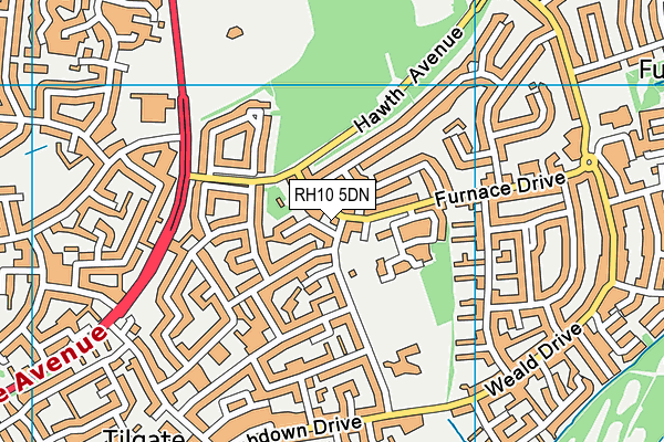 RH10 5DN map - OS VectorMap District (Ordnance Survey)