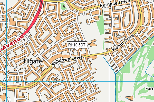 RH10 5DT map - OS VectorMap District (Ordnance Survey)
