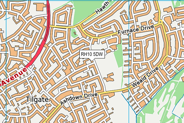 RH10 5DW map - OS VectorMap District (Ordnance Survey)