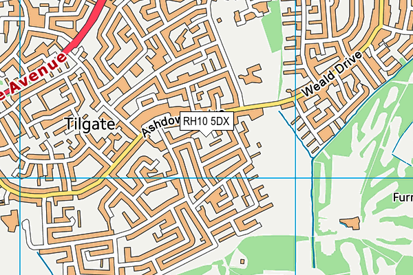 RH10 5DX map - OS VectorMap District (Ordnance Survey)