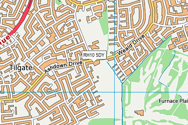 RH10 5DY map - OS VectorMap District (Ordnance Survey)