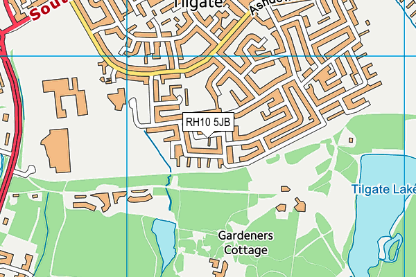 RH10 5JB map - OS VectorMap District (Ordnance Survey)