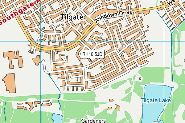 RH10 5JD map - OS VectorMap District (Ordnance Survey)