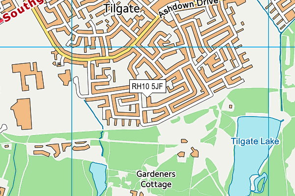 RH10 5JF map - OS VectorMap District (Ordnance Survey)