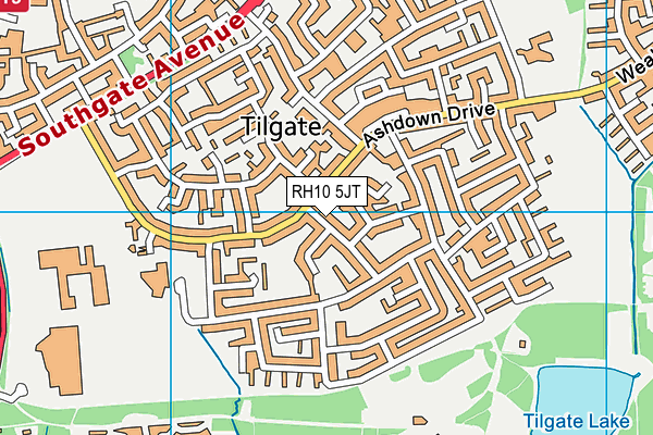 RH10 5JT map - OS VectorMap District (Ordnance Survey)