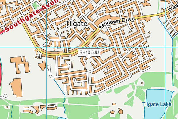 RH10 5JU map - OS VectorMap District (Ordnance Survey)