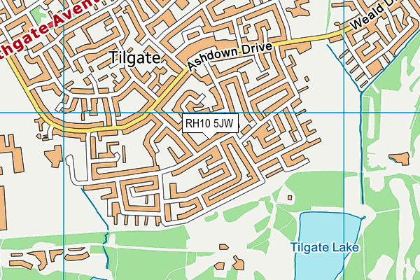 RH10 5JW map - OS VectorMap District (Ordnance Survey)
