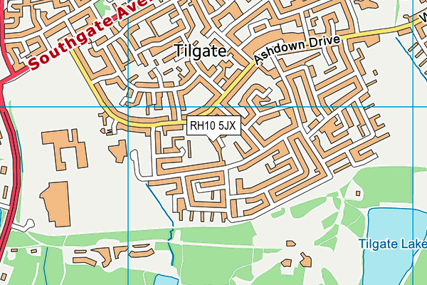 RH10 5JX map - OS VectorMap District (Ordnance Survey)