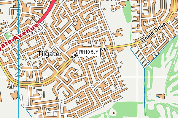 RH10 5JY map - OS VectorMap District (Ordnance Survey)