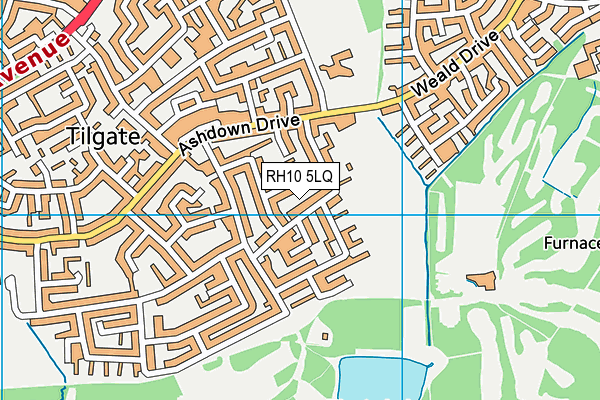 Tilgate Playing Fields map (RH10 5LQ) - OS VectorMap District (Ordnance Survey)