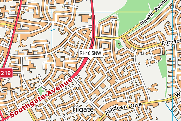 RH10 5NW map - OS VectorMap District (Ordnance Survey)