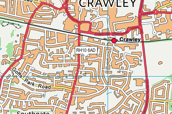 RH10 6AD map - OS VectorMap District (Ordnance Survey)