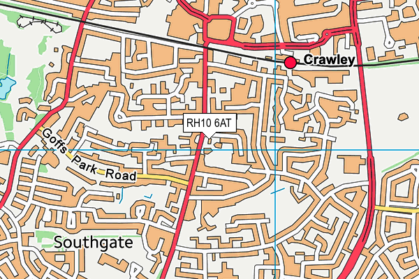 RH10 6AT map - OS VectorMap District (Ordnance Survey)