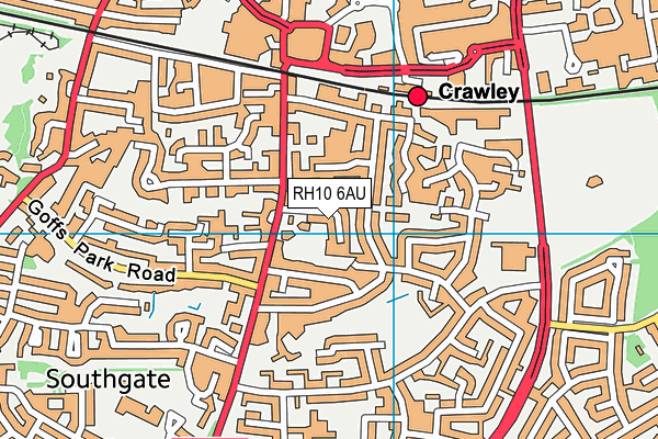 RH10 6AU map - OS VectorMap District (Ordnance Survey)