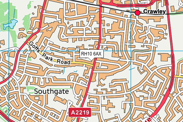 RH10 6AX map - OS VectorMap District (Ordnance Survey)