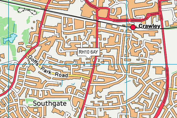 RH10 6AY map - OS VectorMap District (Ordnance Survey)